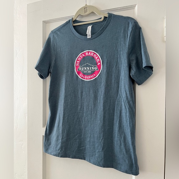 Santa Barbara Running Co. Tee workout top t-shirt California blue pink Medium - Picture 3 of 7